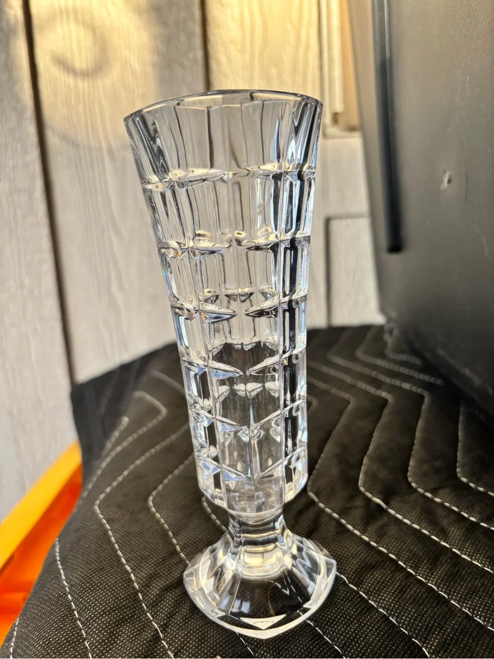 Cristal d’ Arques Crystal Bud Vase 6.25”h Elegant Small Vase Square Geometric